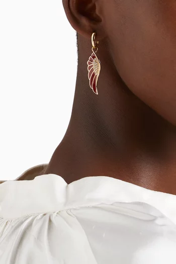 Wings Reflection "Autumn" Diamond Earring with Enamel in 18kt Yellow Gold          
