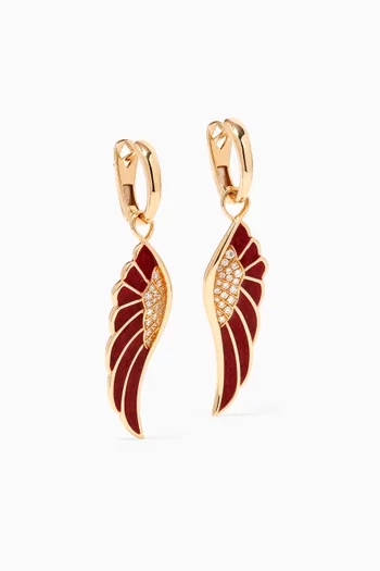 Wings Reflection "Autumn" Diamond Earring with Enamel in 18kt Yellow Gold          