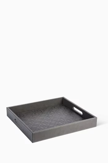 Kunooz Large Engraved Faux Leather Tray  