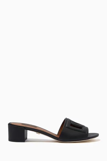 Bianca 40 Sliders with DG Millenials Logo in Leather