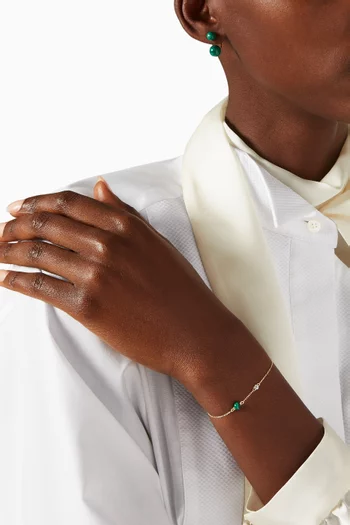 أقراط جاكيت مزينة بأحجار الملاكيت ذهب أصفر عيار 14