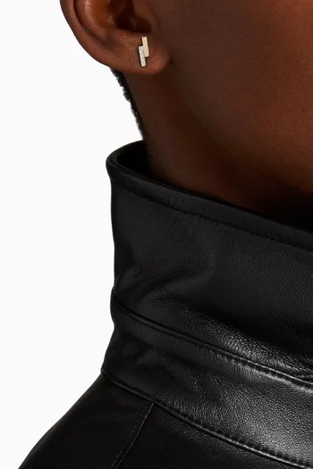 أقراط باي باس صغيرة بتصميم قضيب مرصع بالماس ذهب أصفر عيار 14