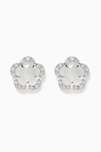 Figlia Dei Fiori Diamond Earrings with Moonstone in 18k White Gold  