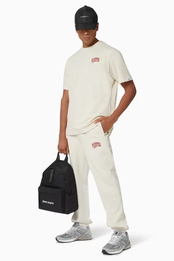 تي شيرت قطن بشعار الماركة المقوس بحجم صغير