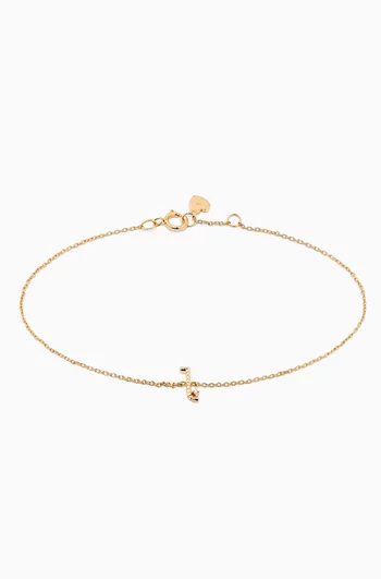 Promise Letter Bracelet with Diamond in 18kt Yellow Gold     