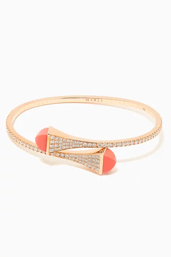 Cleo Diamond Slip-on Bracelet with Pink Coral in 18kt Rose Gold      