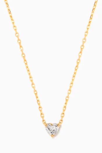 Heart Solitaire Diamond Necklace in 18kt Yellow Gold  