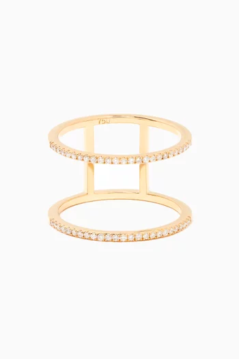 Double Line Diamond Ring in 18kt Yellow Gold  