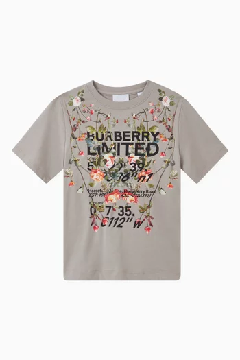 T-shirt with English Rose & Coordinates in Cotton      