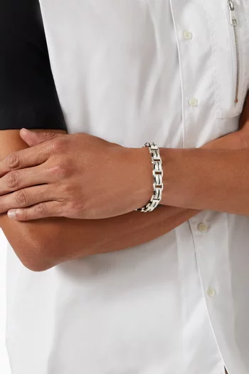 سوار ستريم لاين فضة إسترلينية بحلقات متصلة مائلة الحواف