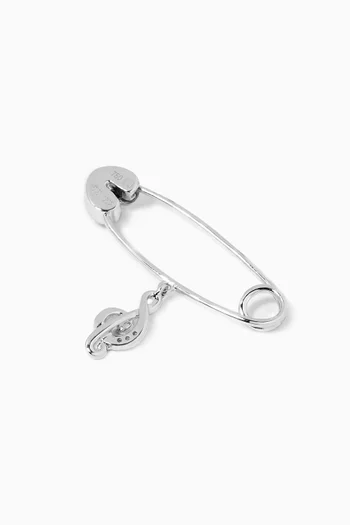 "It's a Clef!" Sapphire Baby Pin with Diamonds in 18kt White Gold   