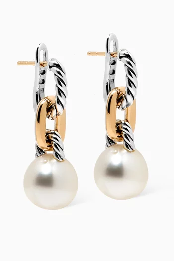 DY Madison® Pearl Chain Drop Earrings in Sterling Silver & 18kt Yellow Gold    