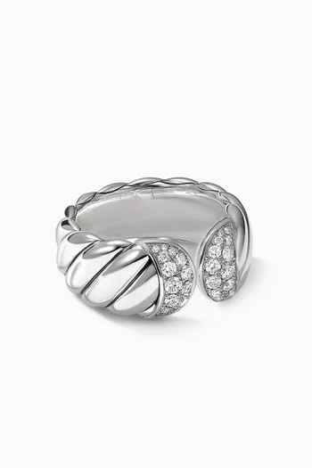 Sculpted Cable Diamond Ring in Sterling Silver