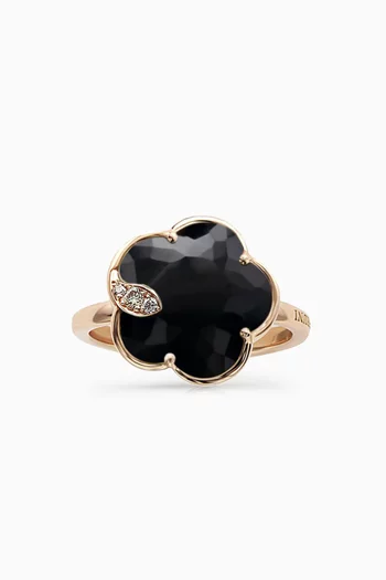 Petit Joli Diamond Ring with Onyx in 18kt Rose Gold       