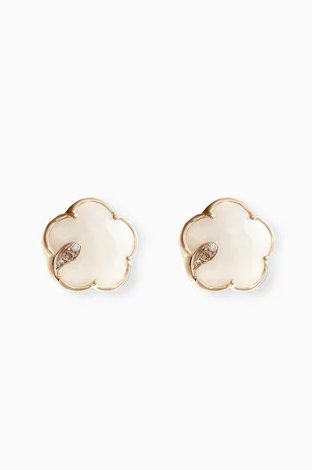Petit Joli Diamond Earrings with White Agate in 18kt Rose Gold      