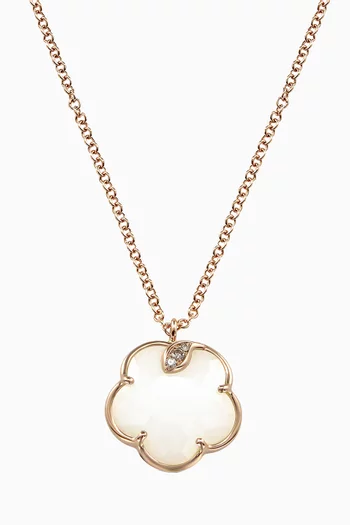 Petit Joli Diamond Necklace with White Agate in 18kt Rose Gold      