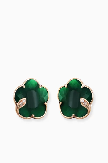 Petit Joli Diamond Earrings with Green Agate in 18kt Rose Gold       