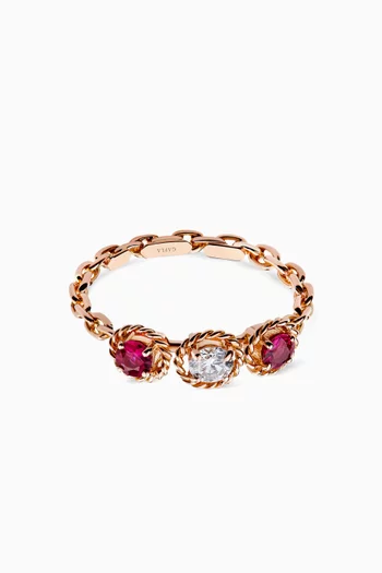 Salasil Trio Diamond Ring with Ruby in 18kt Rose Gold    