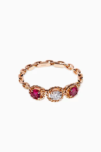 Salasil Trio Diamond Ring with Ruby in 18kt Rose Gold    