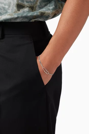 سوار فضة إسترلينية بتصميم سلسلة كوبية ومشبك ورق، 3 مم