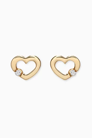 Heart Earrings with Diamond in 18kt Yellow Gold            