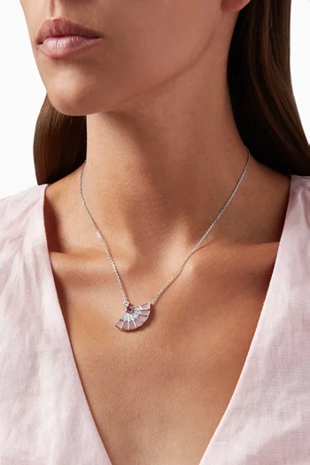 Fanfare Symphony Pink Opal & Sapphire Pendant with Diamonds in 18kt White Gold        
