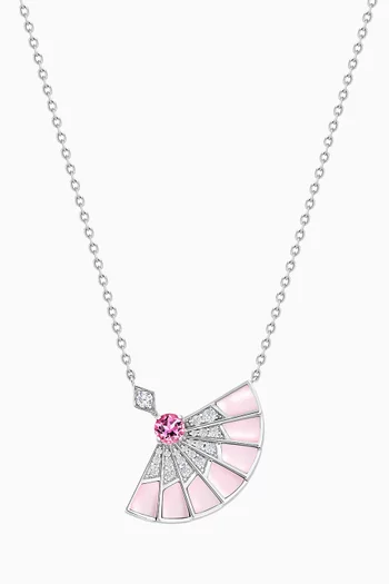 Fanfare Symphony Pink Opal & Sapphire Pendant with Diamonds in 18kt White Gold        