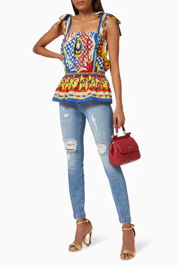 بلوزة قطن بوبلين بنقشة كاريتو