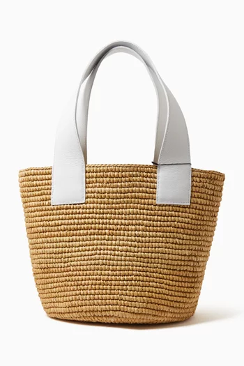 Medium Tote Bag in Woven Straw