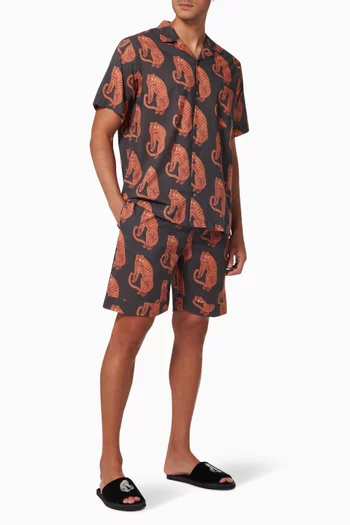 Sansindo Tiger Cuban Pyjama Shirt in Cotton     