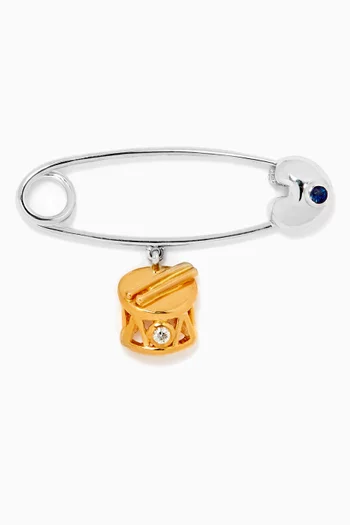 "It's a Drum" Sapphire Baby Pin in 18kt Gold  