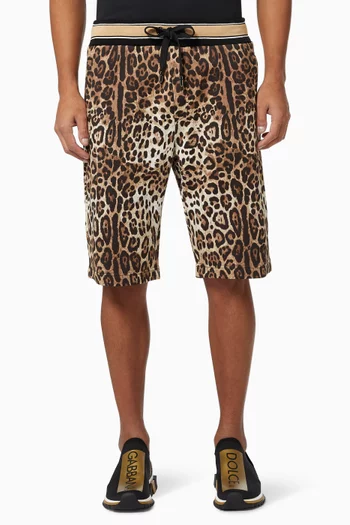 Leopard Sweat Shorts in Cotton Jersey  