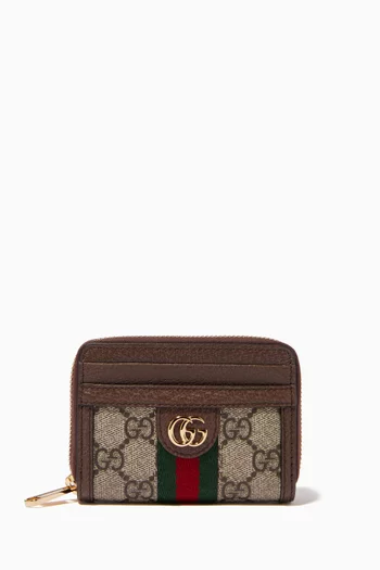 Ophidia Card Holder in GG Supreme Canvas  