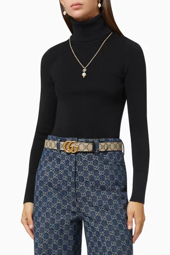 GG Marmont Reversible Belt in GG Supreme Canvas & Leather   