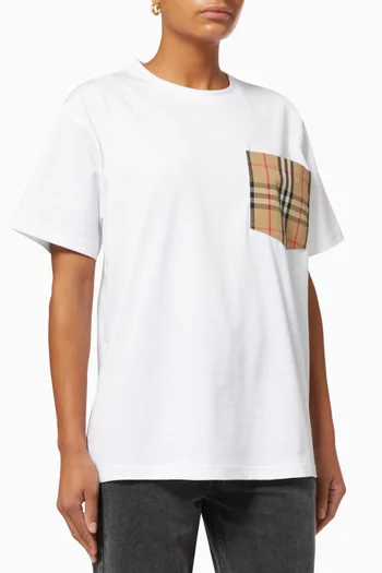 Oversized T-shirt with Vintage Check Pocket in Cotton  