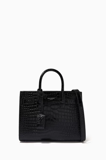 Buy SAINT LAURENT Black Nano Classic Sac de Jour in Croc