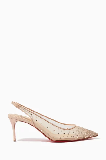 Follies Strass Sling 70 Pumps in Mesh & Suede Lamé