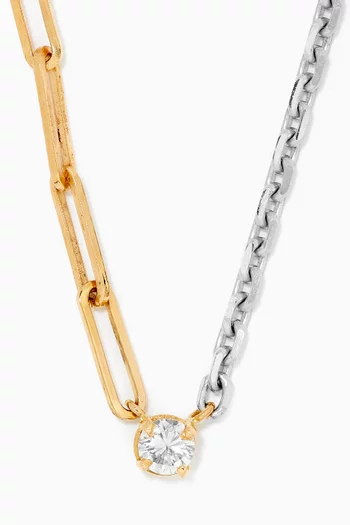 Solitaire Necklace with Round Diamond in 18kt Yellow & White Gold       