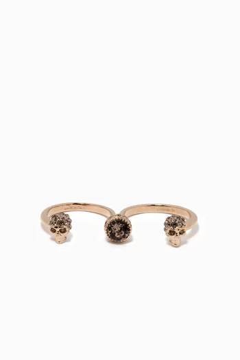 Double Skull Ring in Gold-plated Brass