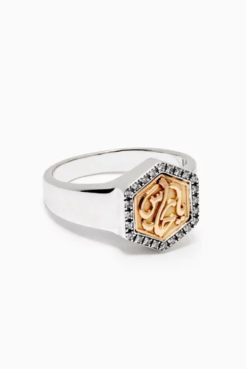 "Guardian" Ring with Diamonds in 18kt Gold & Silver   