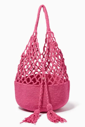 Net Medium Tote Bag in Cotton Crochet    