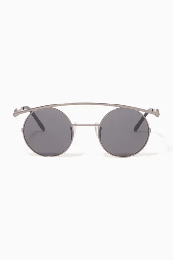 Retro XL Round Sunglasses in Metal       