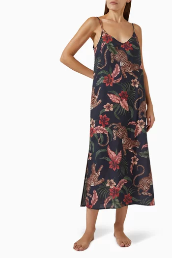 Leopard-print Soleia Slip Night Dress in Cotton