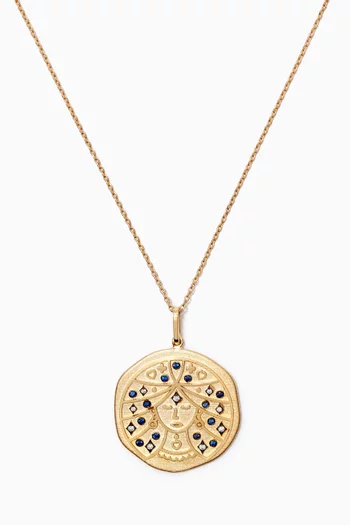 Virgo Zodiac Necklace with Sapphire & Diamond in 14kt Yellow Gold 