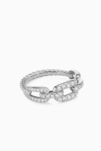 Stax Diamond Pavé Chain Link Ring in 18kt White Gold 