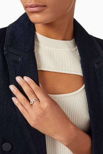 خاتم ستاكس بتصميم سلسلة بحلقات مرصع بماسات بافيه ذهب أصفر عيار 18