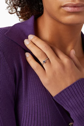 Salasil Solitaire Blue Sapphire Ring in 18kt White Gold       