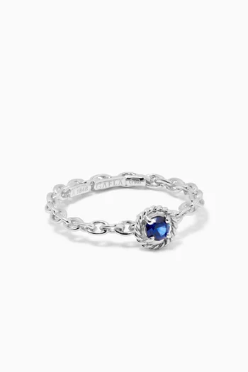 Salasil Solitaire Blue Sapphire Ring in 18kt White Gold       