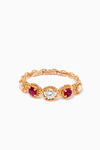 Salasil Quintet Diamond Ring with Ruby in 18kt Rose Gold     
