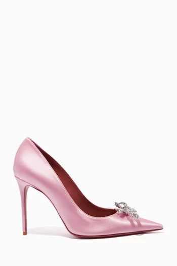 Rosie 95 Crystal-bow Pumps in Satin